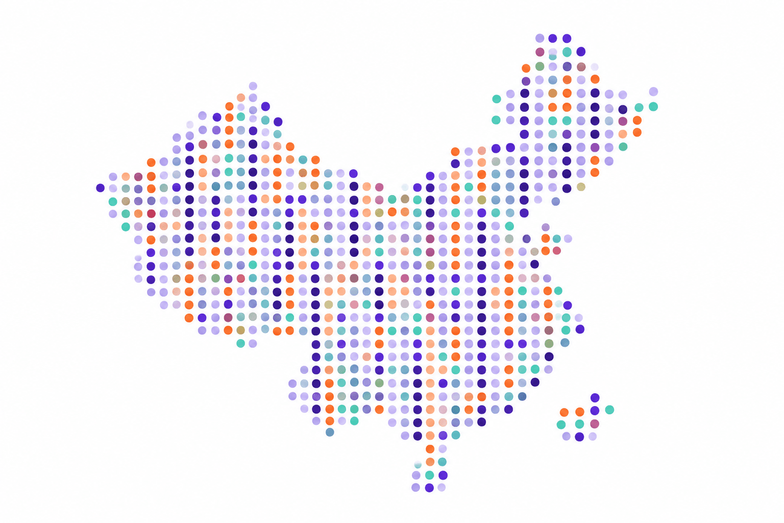 Dot map of China and Hong Kong