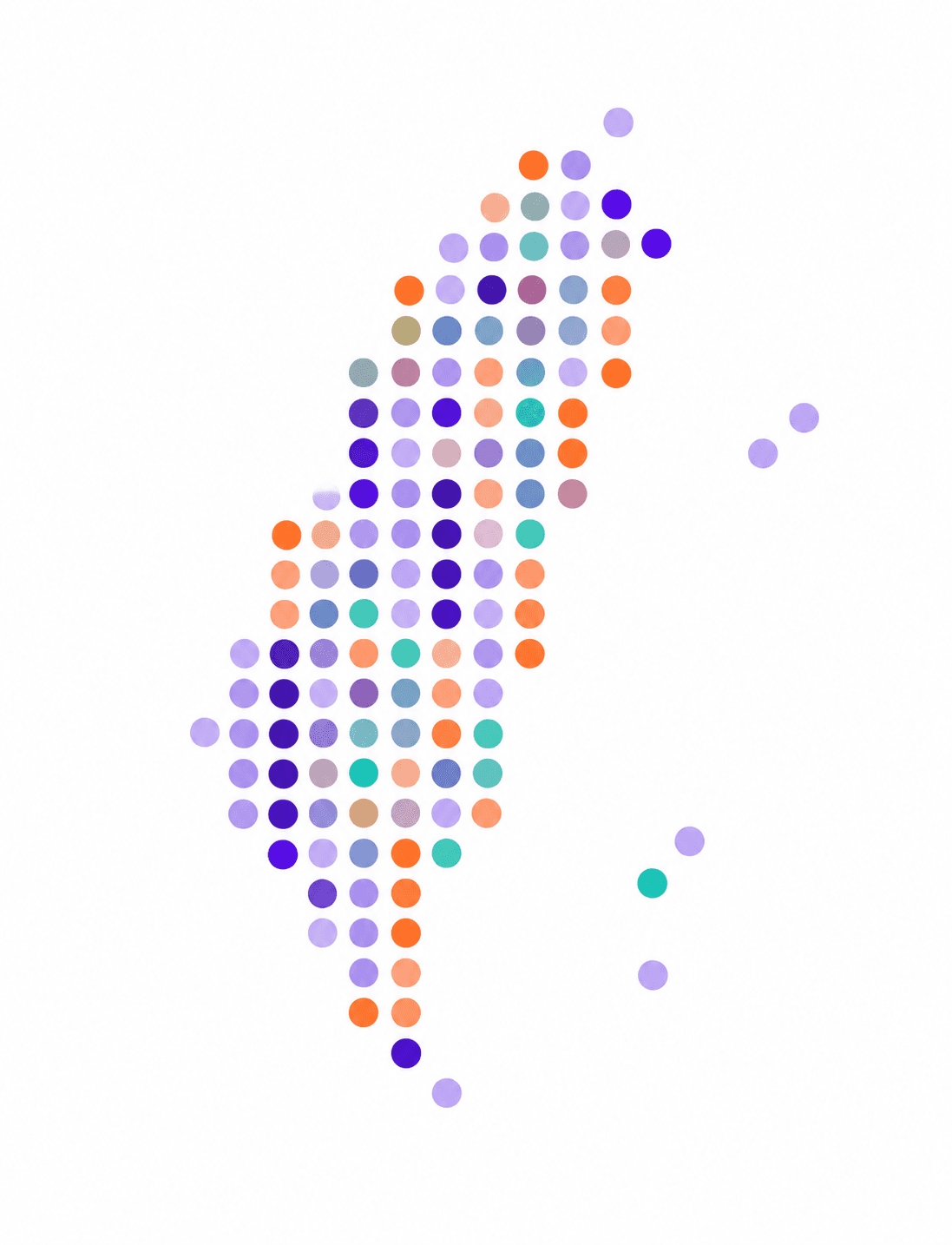 Dot map of Taiwan